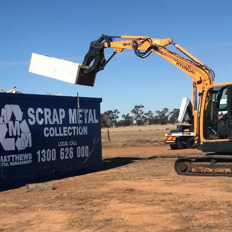 digger scrap metal bin